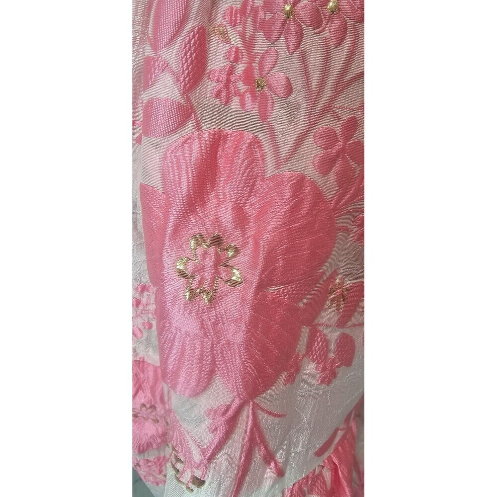 Gingham & Heels Glazer Pink Brocade Embroidered Floral Mini Belt Dress Size 16 - Picture 16 of 16